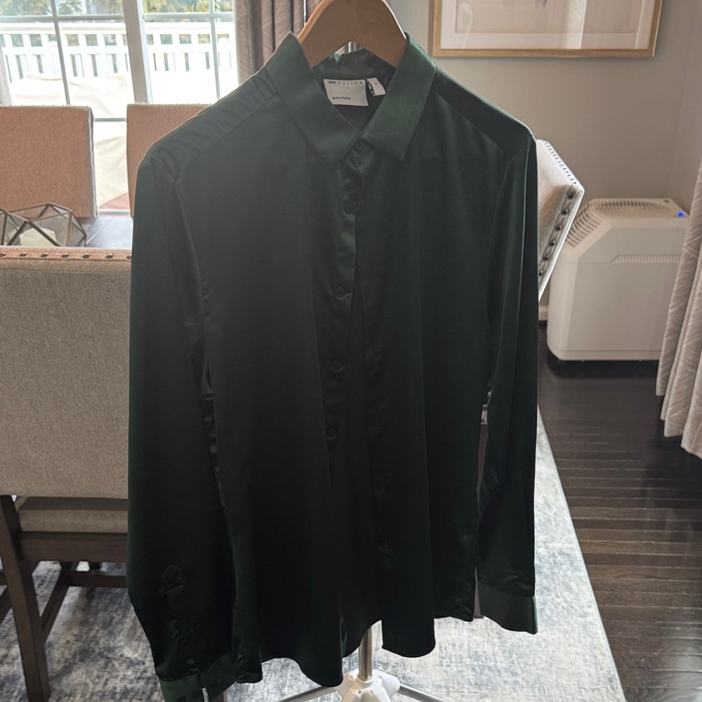 Satin Elegant Green Men's Shirt